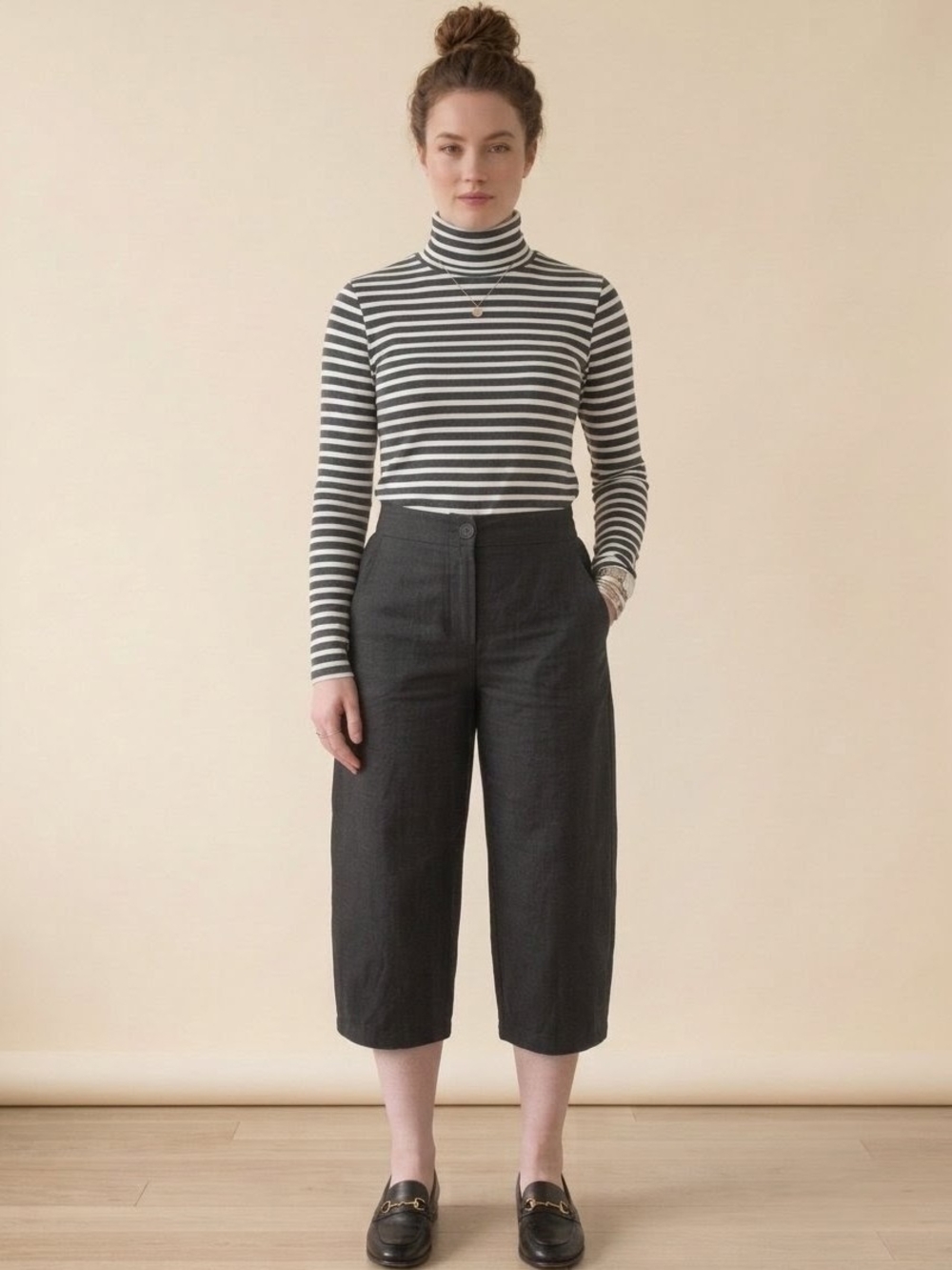 Anthropologie Elevenses Black  Cropped Culottes Tapered Balloon  Pants Sz 12